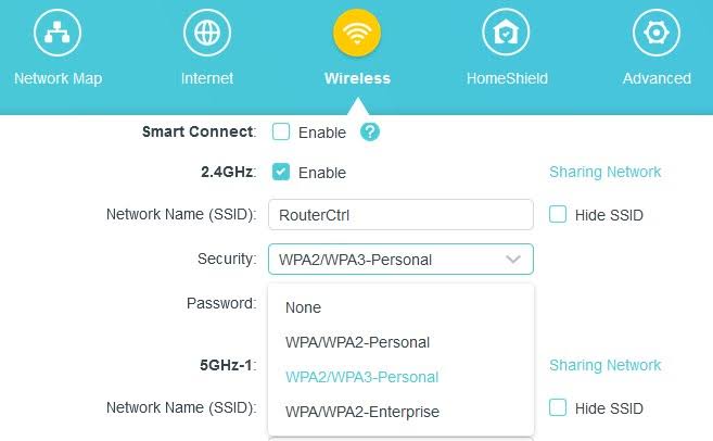 Réglage du mode de chiffrement d'une box sur WPA3 dans son interface d'administration