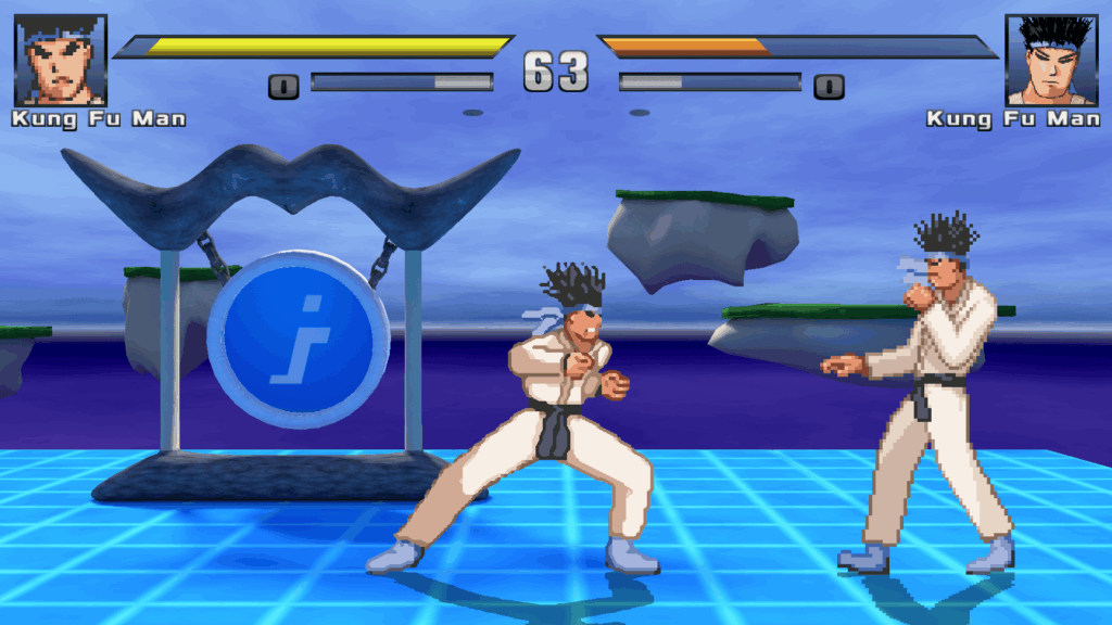 Combat entre deux Kung Fu Man sur le stage en 3D d'IKEMEN GO 1.0 