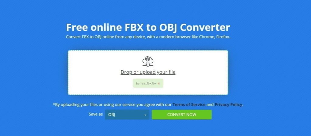 convertisseur FBX vers OBJ en ligne et gratuit