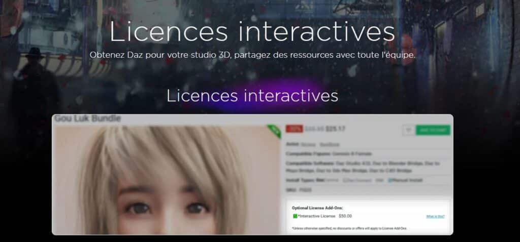 licence interactive daz3d
