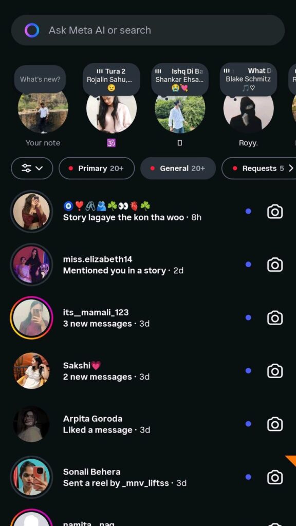 Messagerie Instagram avec assistant Meta AI