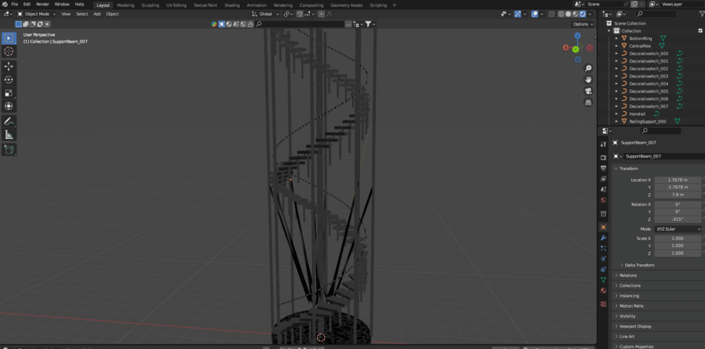 escalier en colimasson scripting blender