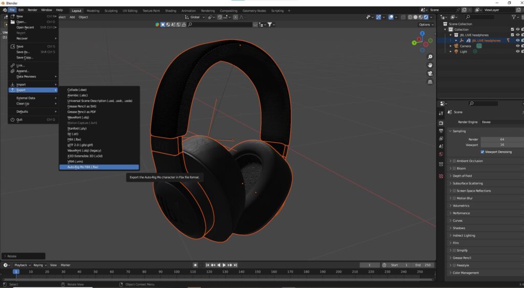 exporter au format fbx dans blender