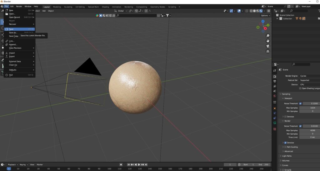 sauvegarder son travail dans blender