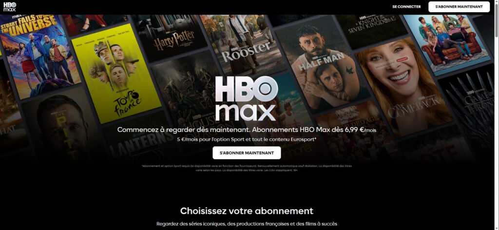 Interface de HBO Max en France en 2026