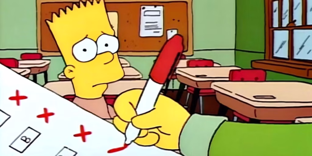 Scène du jour de neige dans l'épisode Bart Gets an F, saison 2 des Simpson