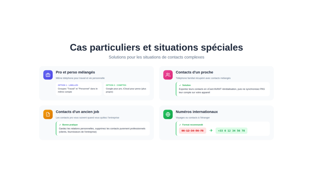 Résolution des cas particuliers gestion des contacts smartphone