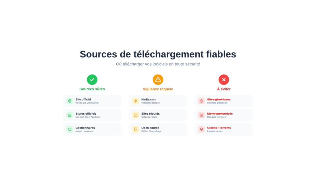 Schéma des sources de téléchargement fiables