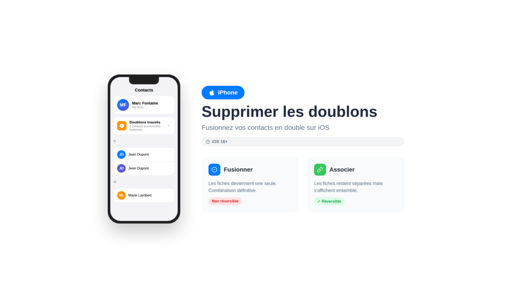 Comment supprimer les contact en doublon sur un iPhone