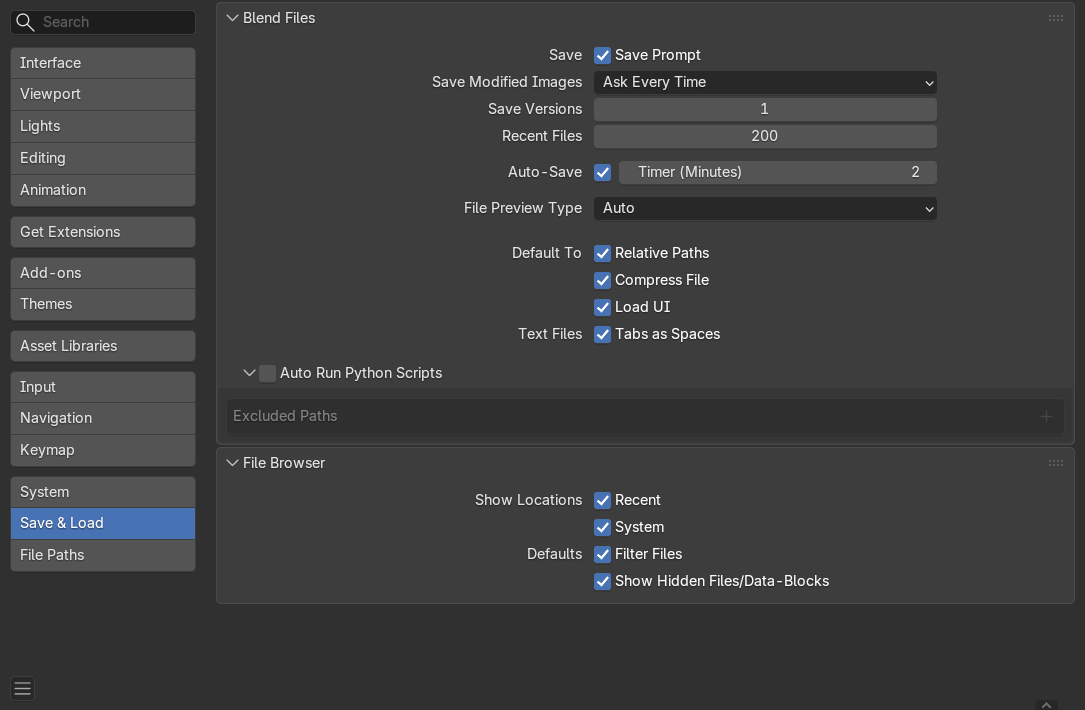 Préférences de Blender, section Save & Load : la case Auto Run Python Scripts est décochée, comme par défaut 