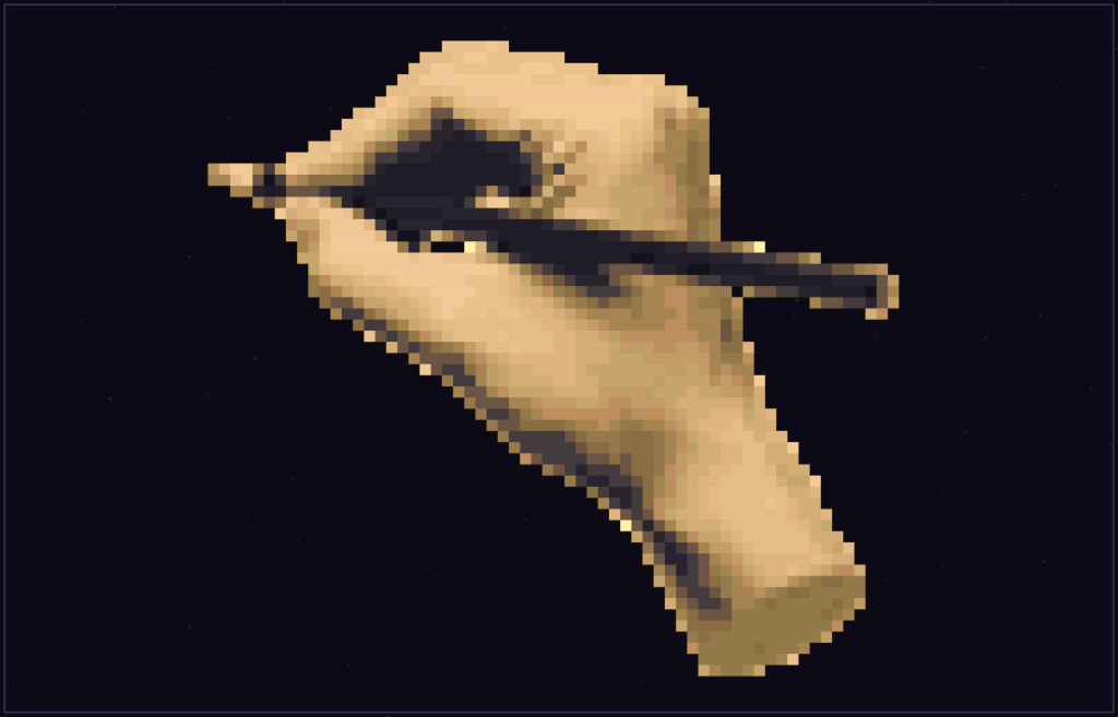 Pixel art réalisé par downscaling et quantification de palette (Median Cut, 20 couleurs)