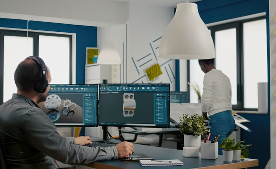 Poste de travail créatif avec tablette graphique et écouteurs