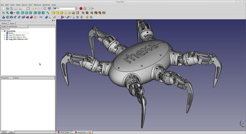 capture d'écran de l'utilisation de freecad