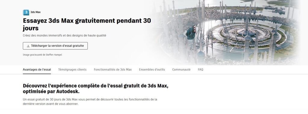 La version d'essai officielle de 3ds Max, gratuite pendant 30 jours, suffit pour convertir un fichier ponctuel.