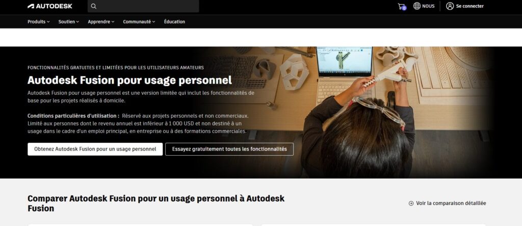 fusion 360 usage personnel licence gratuite