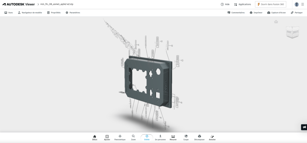Visionneuse 3D en ligne : un modèle ouvert dans Autodesk Viewer