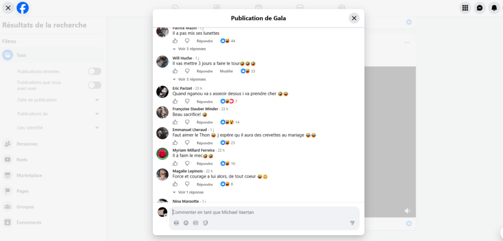 les faux profils qui pulullent sur la page facebook de gala
