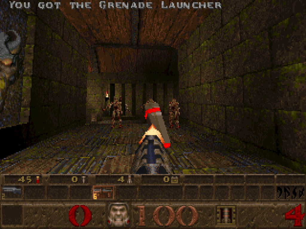 partie de Quake en réseau, interface d'époque en 4:3